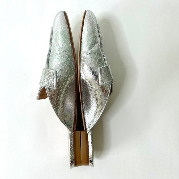 Stuart Weitzman Payson Pearl Slide Loafers in Silver Snake Size 7.5 - Picture 7 of 12